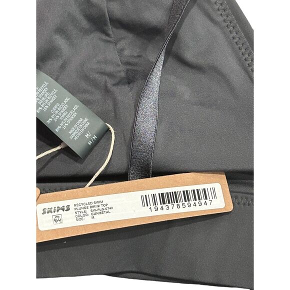 Skims PLUNGE BIKINI TOP SZ M in Gunmetal NWT - Picture 5 of 6